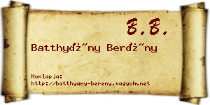 Batthyány Berény névjegykártya
